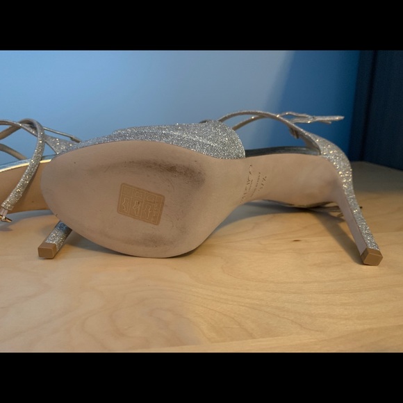 Jimmy Choo Lang 100 Platinum Ice Glitter Sandals - Picture 7 of 8